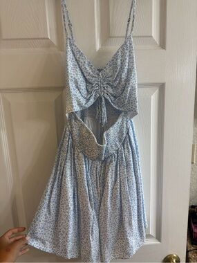 Light Blue Floral Cutout Romper